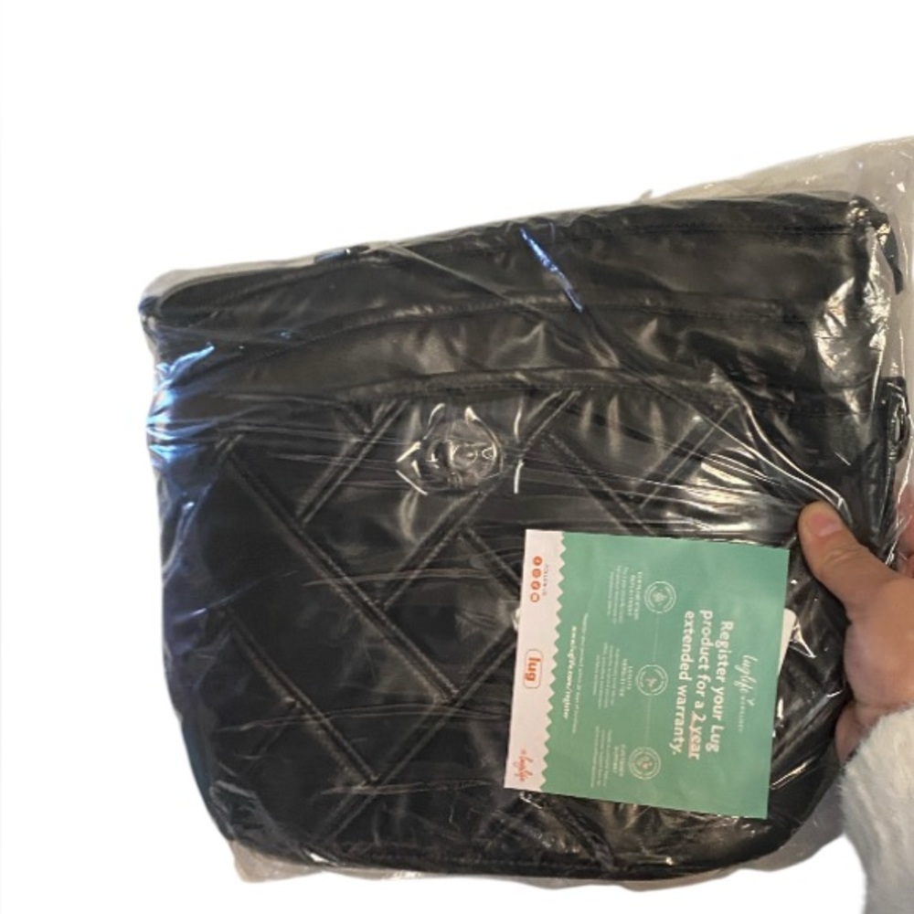 NWT Lug Black Adagio Metallic Quilted Crossbody Bag.